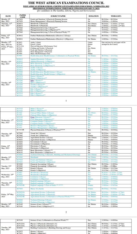 WAEC Timetable for 2024/2025 May/June (Download PDF) – Nyscinfo