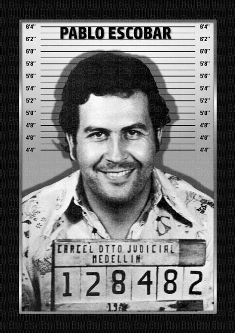 Pablo Escobar Celebrity Mugshots Photo Memorabilia Etsy