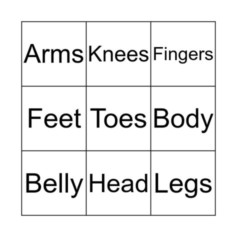 Body Bingo Card