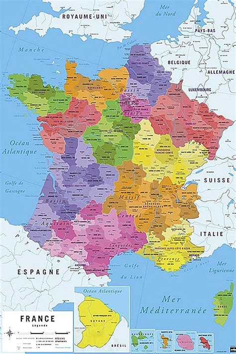 Poster Carte de France 2017 en français 61cm x 91 5cm Amazon fr