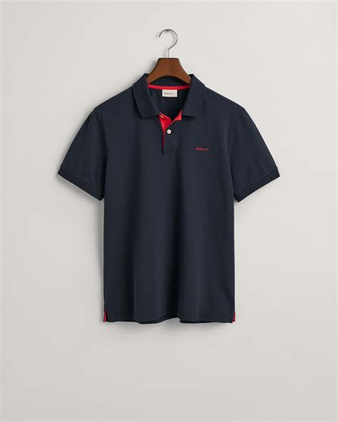 GANT Erkek Lacivert Regular Fit Logolu Polo 2062026 XXL Polo Yaka GANT