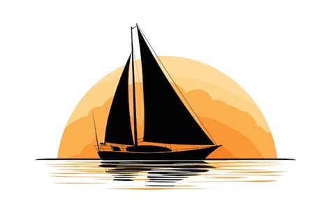 Premium Vector Sailboat Vector Silhouette Sailboat Flat Illustration