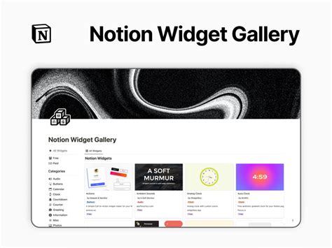 Notion Widget Gallery 180 Widgets