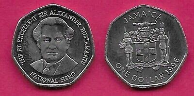 JAMAICA 1 DOLLAR 1996 UNC SIR ALEXANDER BUSTAMANTE NATIONAL HERO BUST