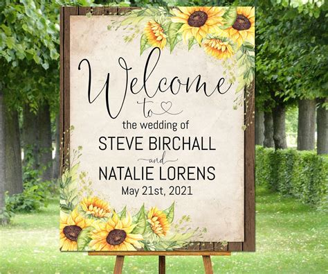 Sunflowers Wedding Welcome Sign Floral Sunflower Welcome Etsy Singapore