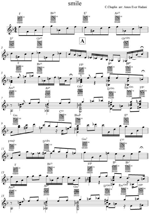 Smile-Charlie Chaplin- Sheet Music | Amos Ever Hadani