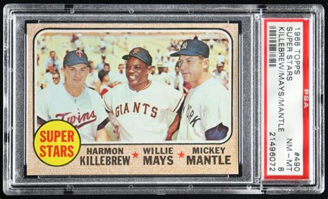 Harmon Killebrew Willie Mays Mickey Mantle 1968 Topps 490 Super