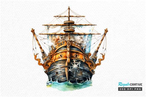 Watercolor Pirates Clipart Png Design Graphic By Regulrcrative