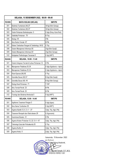 Jadwal Ujian Semester Ganjil Tahun Akademik Fakultas