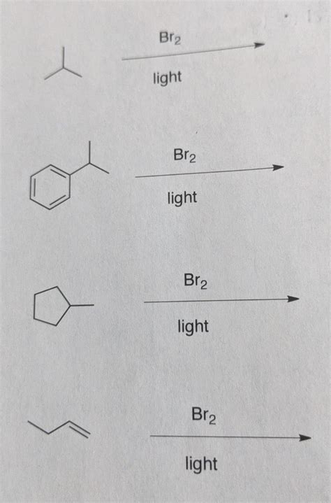 Solved 2. Predict the products: Cl2 light Cl2 light Br2 I | Chegg.com