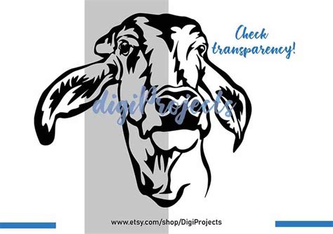 Brahman Cow Head Svg Portrait Cattle Vector Graphic Art Farm Etsy