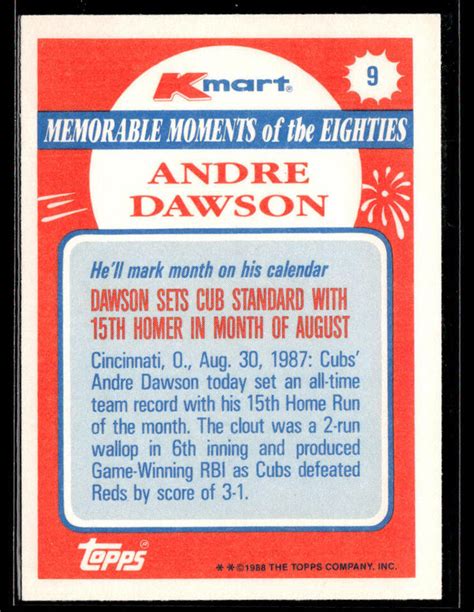 Topps Kmart Memorable Moments Andre Dawson Baseball Card A