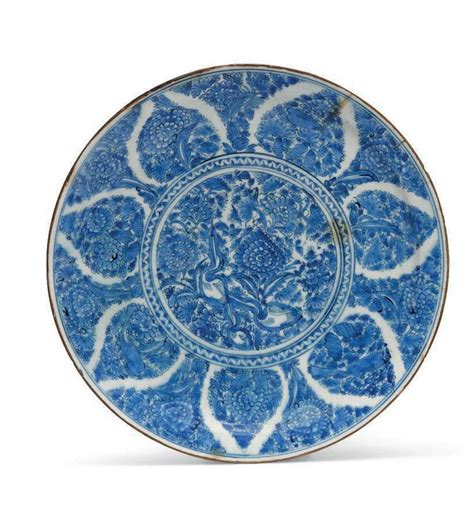 A Large Safavid Blue And White Pottery Dish Iran Late 17th Or Early