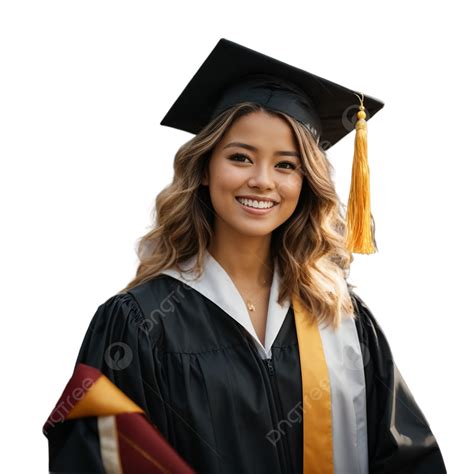 Portrait Of A Smiling Young Female Graduate In Cap Portrait Of A