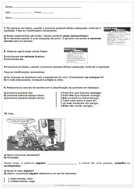 Exercícios Pronomes Demonstrativos 6o Ano FDPLEARN