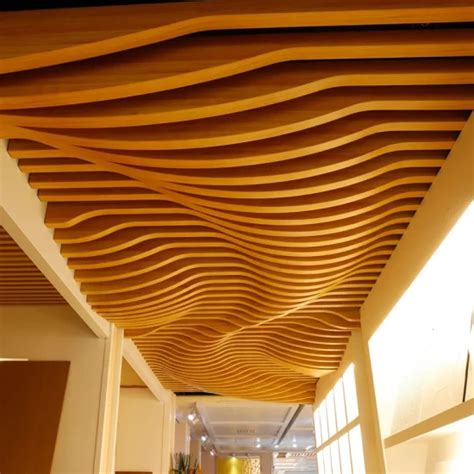 Custom Aluminum Fireproof Stretch Wave Baffle Ceiling Tile For Interior