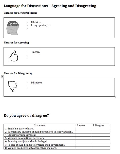 Agree And Disagree Exercises Multiple Choice