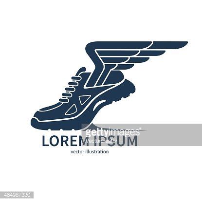 Vector Speeding Running Shoe Symbol Icon Or Logo Stock Clipart