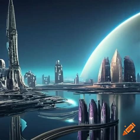 Futuristic City On An Alien Planet Seen From Space On Craiyon