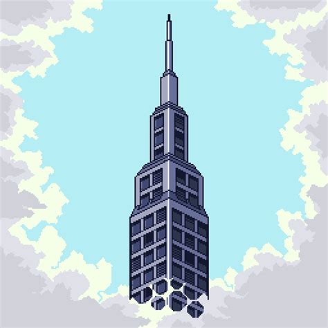 Skyscraper for pixel daily. I did struggle with the clouds :/ : r/PixelArt