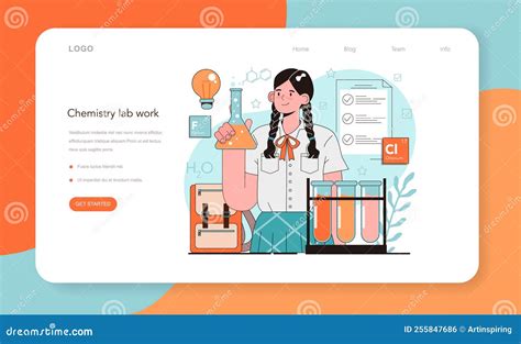 Chemistry School Lesson Web Banner or Landing Page. Student Learning ...