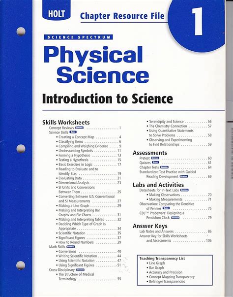 Physical Science Introduction To Science Chapter Resource File