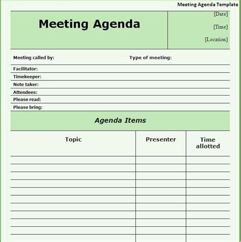 Free Meeting Agenda Template Word Excelonist For Sample Agenda Template