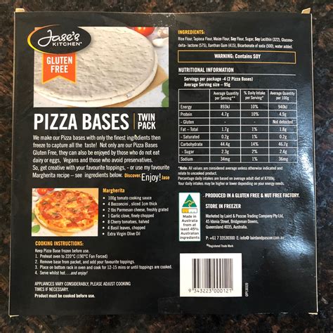 Jases Kitchen Gluten Free Pizza Bases Woolworths Free From Gluten