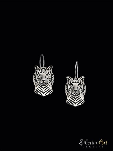 Tiger Earrings Sterling Silver. - Etsy