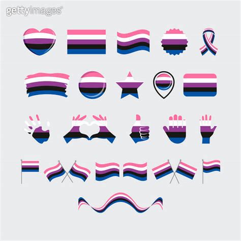 Genderfluid Pride Flag And Symbols Many Icon Set Vector 이미지 2143559101 게티이미지뱅크