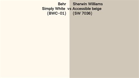 Behr Simply White Bwc 01 Vs Sherwin Williams Accessible Beige Sw