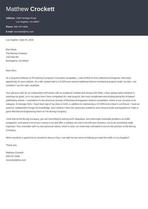 Mechanical Engineer Cover Letter Examples And Templates 2024