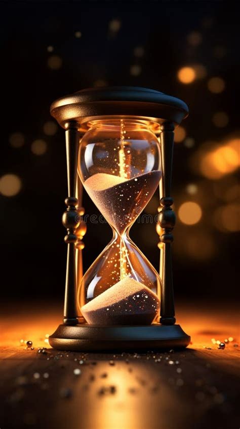 Hourglass With Glowing Sand With Copy Space Stock Illustration