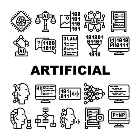 Künstliche Intelligenz System Symbole setzen Vektor künstliche