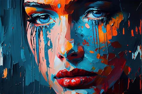 Premium Ai Image A Painting Of A Woman With Tears On Her Eyes