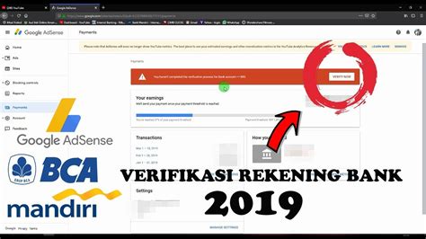 Cara Verifikasi Rekening Bank Di Goggle Adsense Youtube