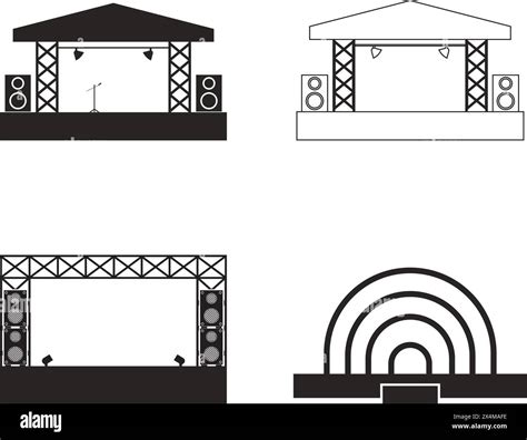 Music Festival Stage Icon Vector Illustration Template Design Stock