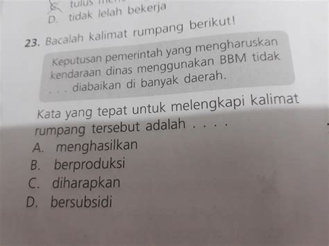 Contoh Soal Kalimat Rumpang Kondisko Rabat