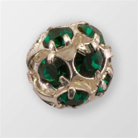 6mm Rhinestone Ball Emerald Silver Plated Bead And Trim