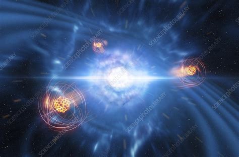 Merger Of Two Neutron Stars Creating Strontium Illustration Stock