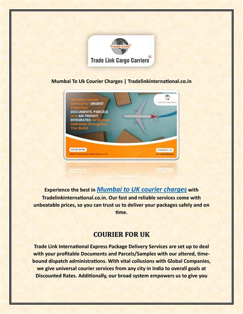 Mumbai To Uk Courier Charges | Tradelinkinternational.co.in by
