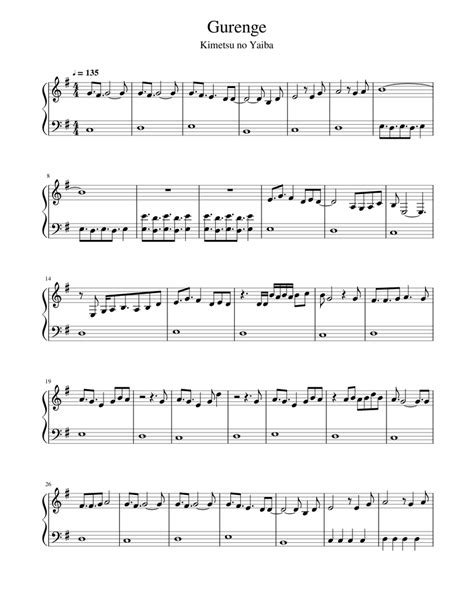 Gurenge Demon Slayer Sheet Music For Piano Solo