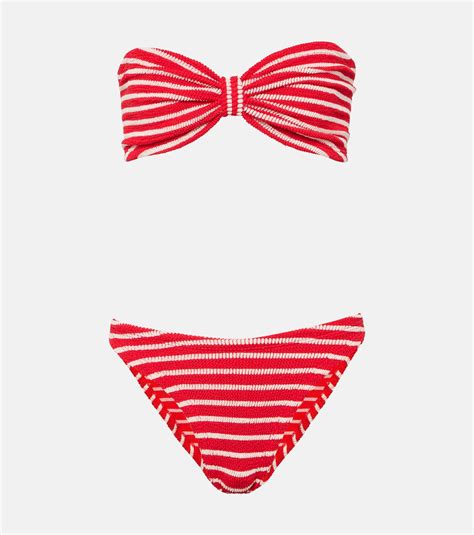 Jean Striped Strapless Bikini In Red Hunza G Mytheresa