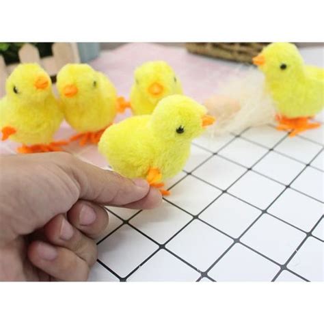 10Pcs De Pâques Chenille Poussins Mignon Entièrement Jaune Poussins De