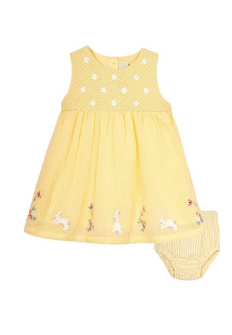 Jojo Maman Bébé Embroidered Smocked Baby Dress Vestito Estivo