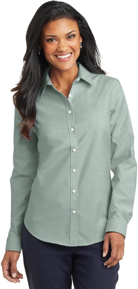 Port Authority® Ladies SuperProTM Oxford Shirt - Green - X-Large at ...