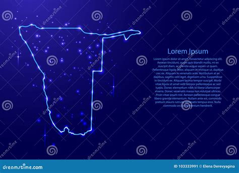 Map Namibia From The Contours Network Blue Luminous Space Stars Stock