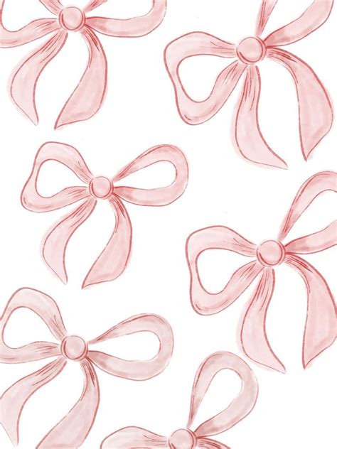 Download Pink Watercolor Bows Pattern Wallpaper