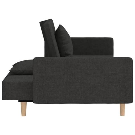 Wxs Canap Lit Places Avec Deux Oreillers Noir Tissu Dx