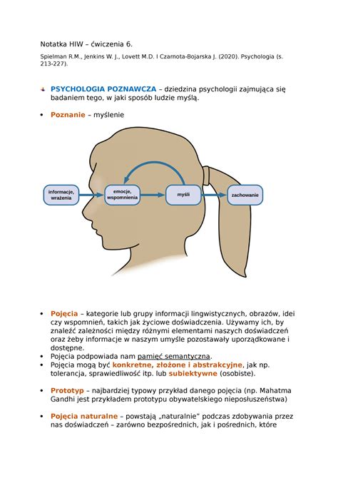 Psychologia poznawcza notatka Notatka HIW ćwiczenia 6 Spielman R